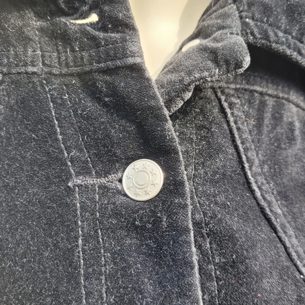 [EUC] Live a Little 🖤 VTG Black Velveteen Jacket w/ Pockets, Sz Medium, 90s-Y2K - Picture 5 of 17